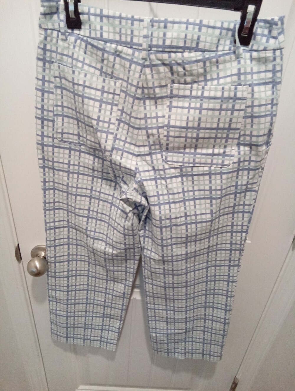 Lisette L Montreal Pastel Blue&White Grid 26" Crop Tummy Control Technology 8&10 - Picture 11 of 13